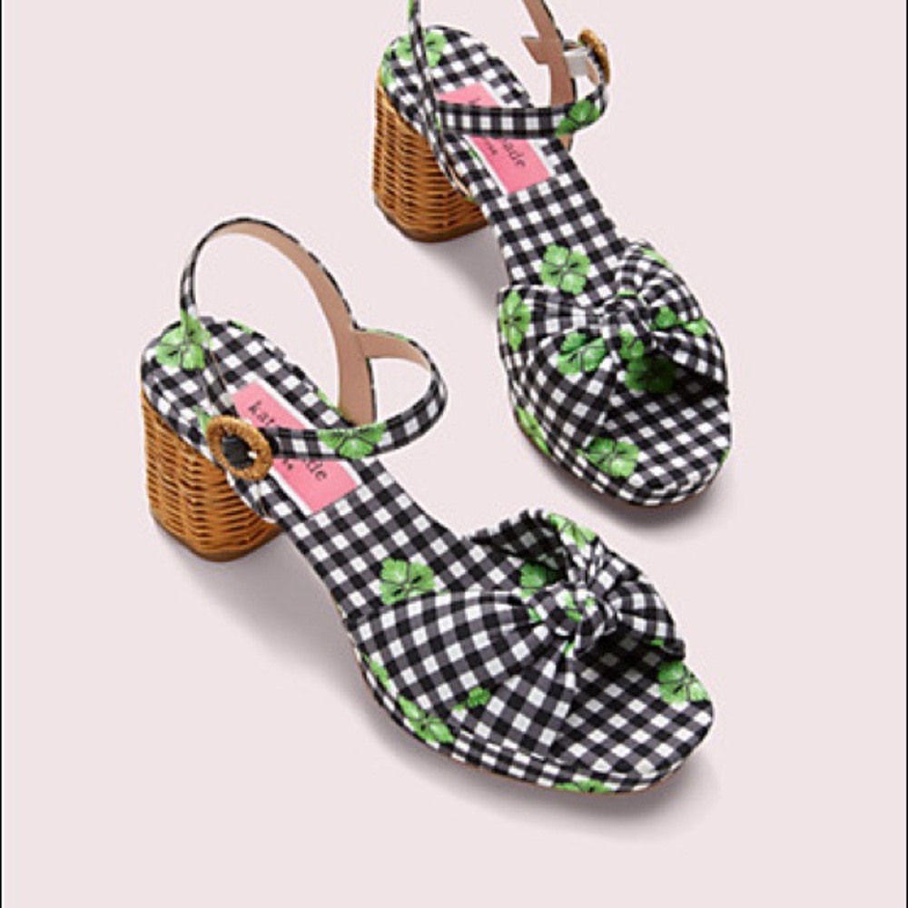 Kate Spade Black and Green Gingham Sandals